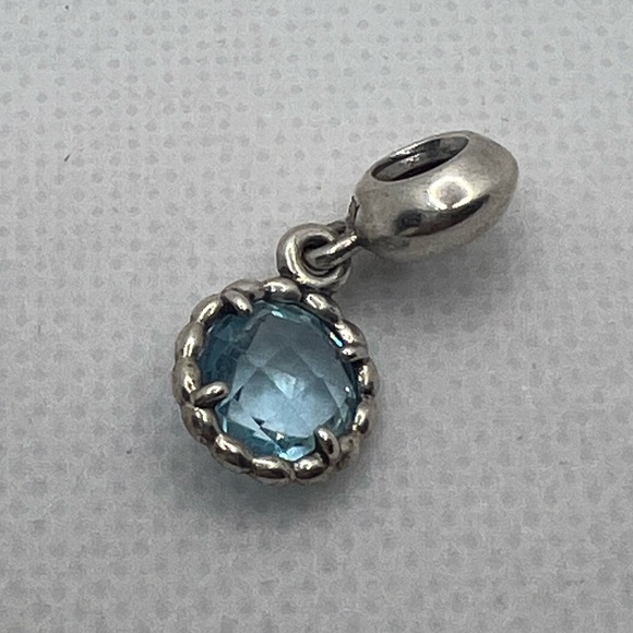 Authentic Pandora Cool Breeze Blue Topaz Dangle Charm Sterling Silver 925 - Picture 5 of 6